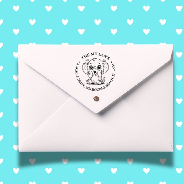 Babydusche Elephant Thema Permastempel (Celebrate your baby shower with our adorable Elephant theme self-inking stamp)