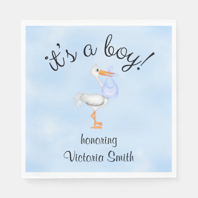 Babydusche Es ist ein Baby Baby Stork Serviette (Vorderseite)