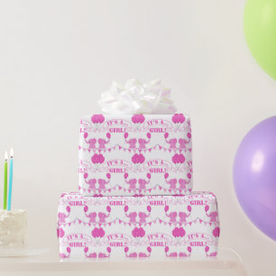 Babydusche Es ist ein Girl-Pink-Elefant Geschenkpapier