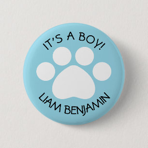 Babydusche - Es ist ein Junge - Print-Thema Paw Button