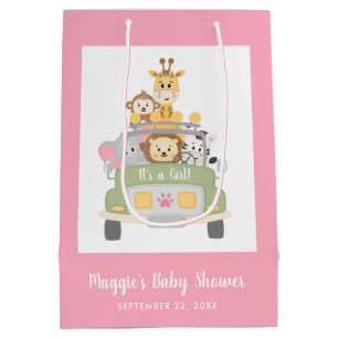 Babydusche Es ist ein Mädchen Safari Pink Vielen  Mittlere Geschenktüte