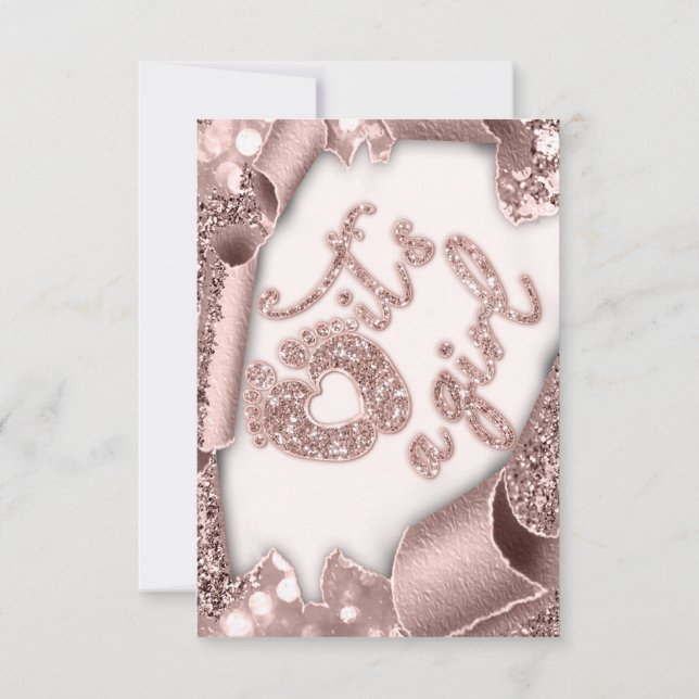 Babydusche Es ist ein Rose-Feet für Glitzer Einladung (Rückseite)