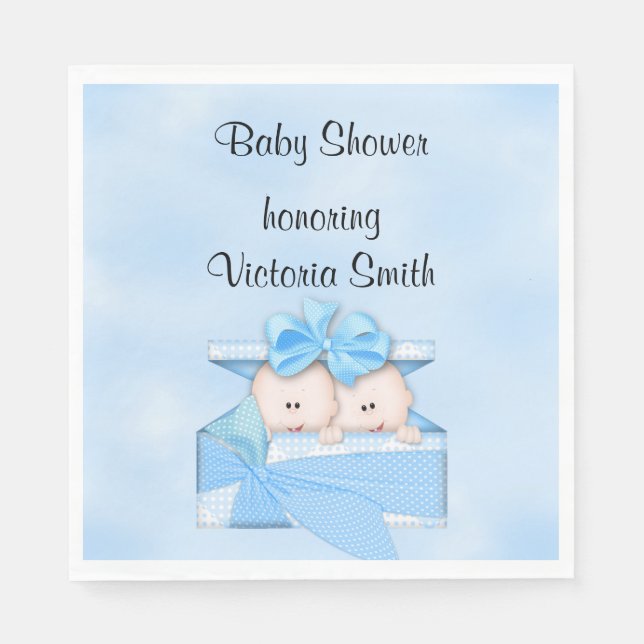 Babydusche Es ist Twins Boy Serviette (Vorderseite)