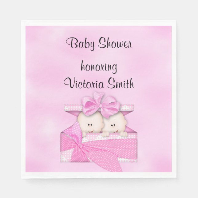 Babydusche Es ist Twins Girl Serviette (Vorderseite)