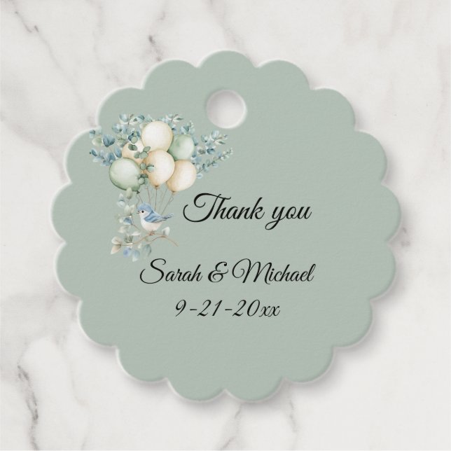 Babydusche Eucalyptus Favor Tags Geschenkanhänger (Vorderseite)