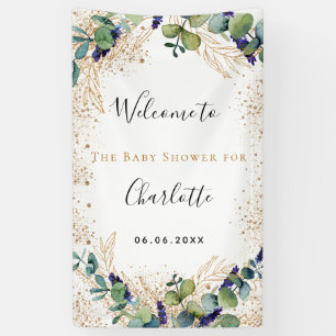 Babydusche Eukalyptus-Grün Eleganter Empfang Banner
