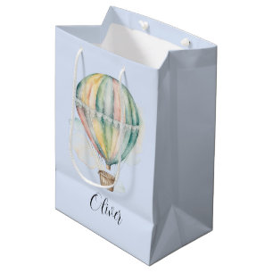 Babydusche, farbenfrohe Wasserfarbe Heißluftballon Mittlere Geschenktüte