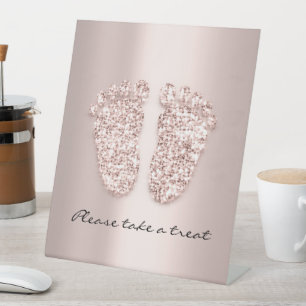 Babydusche Feet Boy Girl Names Rose Pink Groß Sockelschild