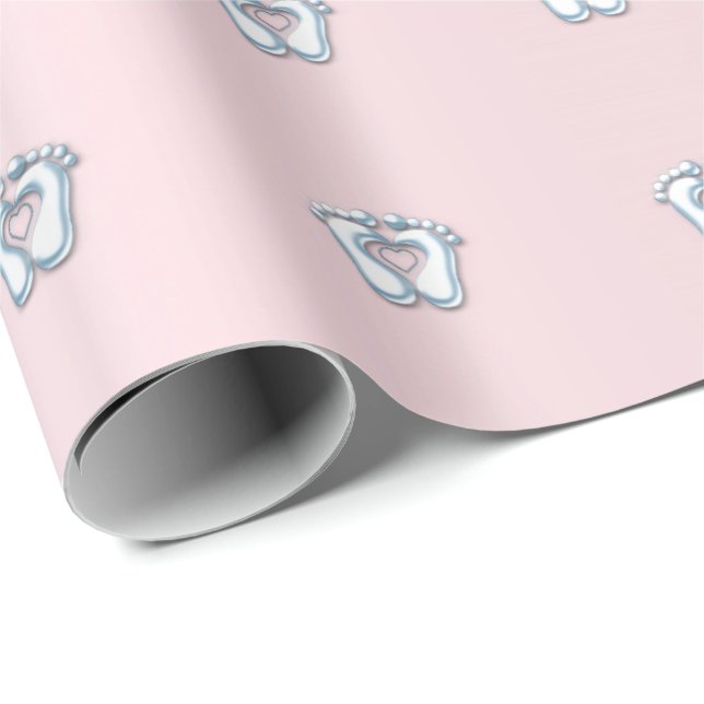 Babydusche Feet Herz Pink Pastel Geschenkpapier (Rolleneckpunkt)