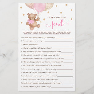 Babydusche Feud Game Pink und Gold Teddy Bär