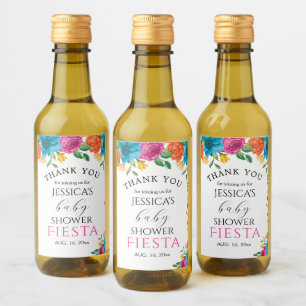 Babydusche Fiesta Floral Mini Weinflaschen Etikett