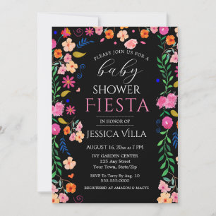 Babydusche Fiesta Floral Pink Party Einladung