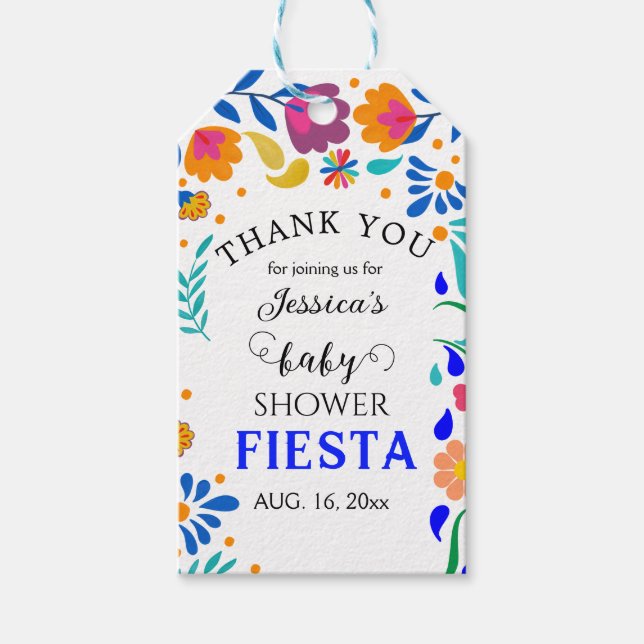Babydusche Fiesta Mexican Gastgeschenk Geschenkmar Geschenkanhänger (Vorderseite)