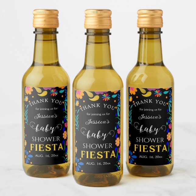 Babydusche Fiesta Mexican Mini Flasche Weinetikett (Flaschen)