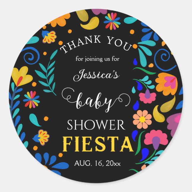Babydusche Fiesta mexikanisches Gastgeschenk Runder Aufkleber (Vorderseite)
