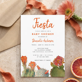 Babydusche Fiesta Red Cactus Blume Aquarell Einladung