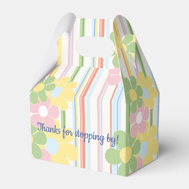 Babydusche Floral Picnic Stripes Gable Gevor Box Geschenkschachtel (Vorderseite)