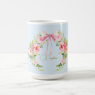 Babydusche Floral Wappen Regency Bow Pink Blau Kaffeetasse