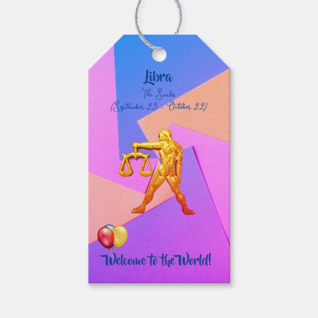 Babydusche - Fun Libra Geschenketiketten Geschenkanhänger (Vorderseite)