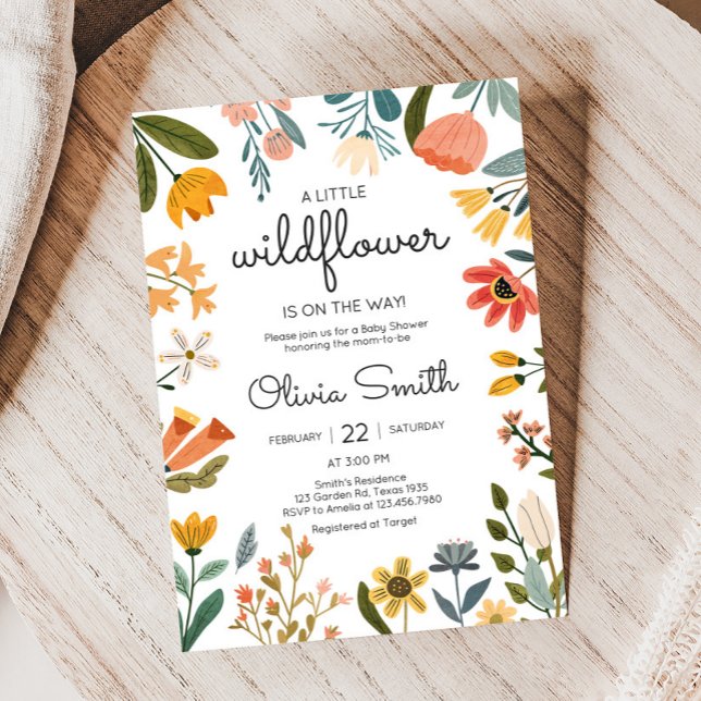 Babydusche für botanische Wildblume Einladung (Botanical Wildflower Baby Shower Invitation)