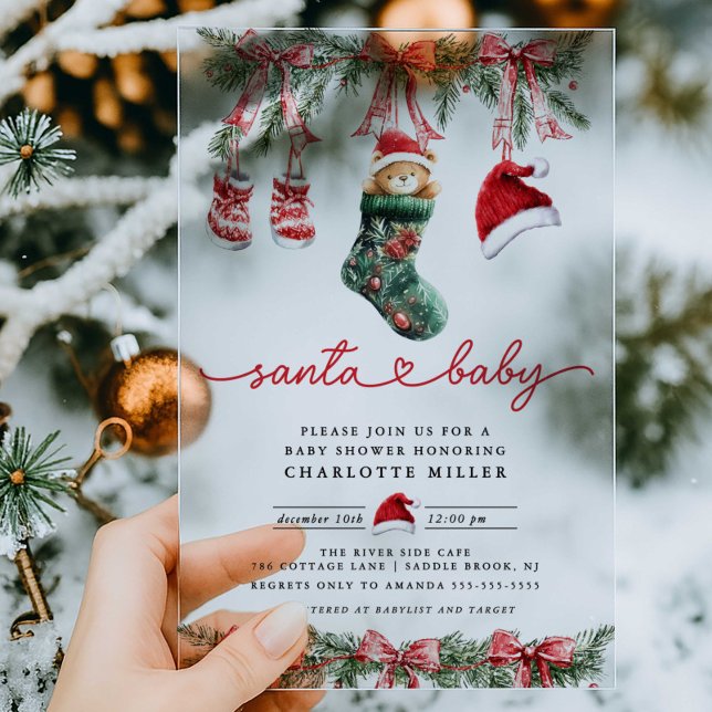 Babydusche für die Ankunft von Weihnachten Acryleinladungen (Von Creator hochgeladen)