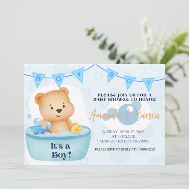 Babydusche für ein Babybad  Einladung (Stehend Vorderseite)