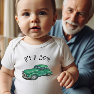 Babydusche für einen Jungen mit alter Limousine Baby Strampler