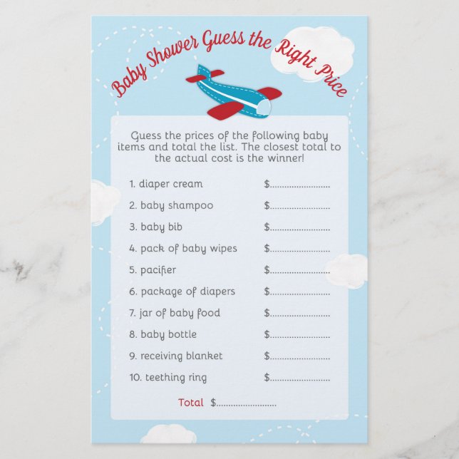 Babydusche für Flugzeuge schätzen den richtigen Pr (Vorderseite)