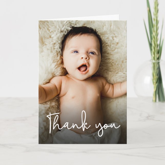 Babydusche für Fotos Dankeskarte (Vorderseite)