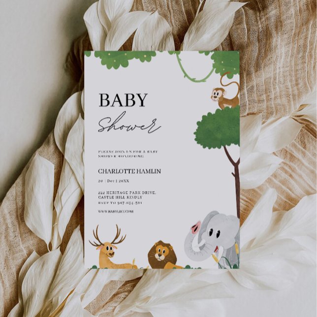 Babydusche für Hochzeitstiere Einladung (Wedding Animals Baby Shower Invitation)