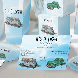 Babydusche für Junge, Van und Limousine Einladung