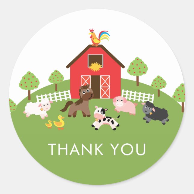 Babydusche für Landtiere Danke, dass Sie Sticker b (Vorderseite)