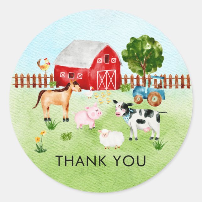 Babydusche für Landtiere Danke, dass Sie Sticker b (Vorderseite)