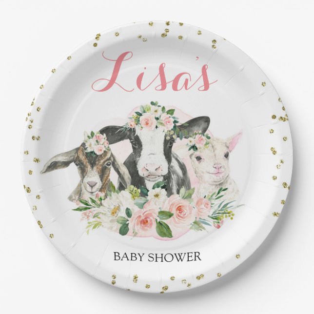 Babydusche für Landtiere Pappteller (Vorderseite)