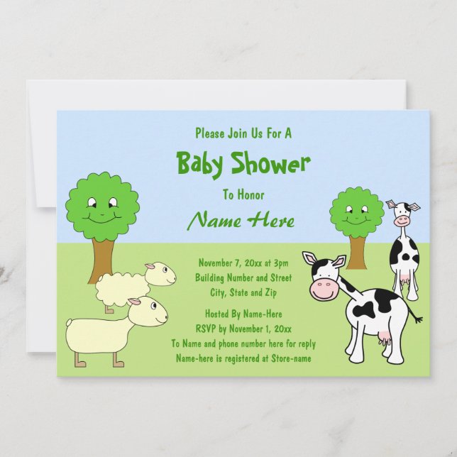 Babydusche für landwirtschaftliche Nutztiere Einladung (Vorderseite)