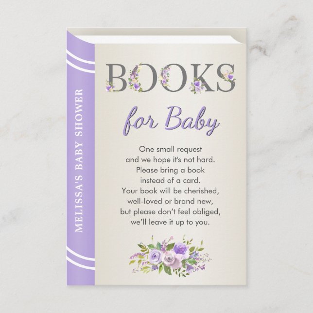 Babydusche für Lavendel-Bücher Begleitkarte (Vorderseite)