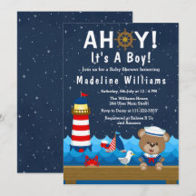 Babydusche für Nautic Boy Bear Red und Navy