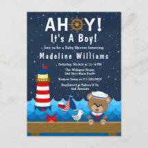 Babydusche für Nautic Boy Bear Red und Navy