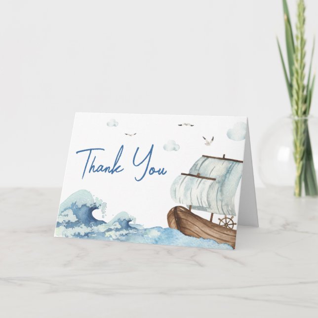 Babydusche für Nautical Boat Dankeskarte (Vorderseite)