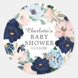 Babydusche für Navy & Blush Runder Aufkleber