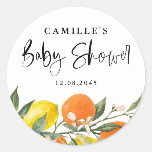 Babydusche für Orange und Lemon Runder Aufkleber