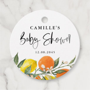 Babydusche für Orangen und Zitronen Geschenkanhänger