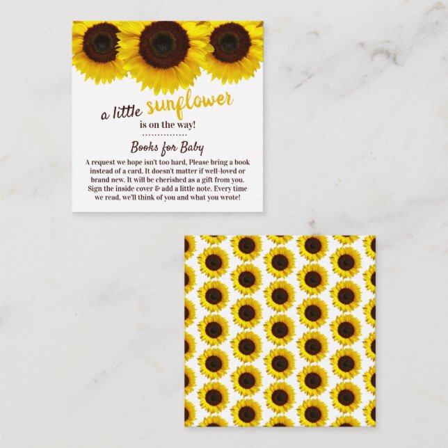 Babydusche für Sonnenblumen Begleitkarte (Vorne/Hinten)