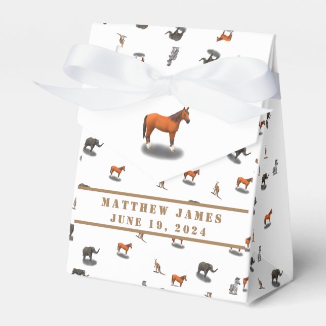 Babydusche für verschiedene Tiere Geschenkschachtel (Vorderseite)