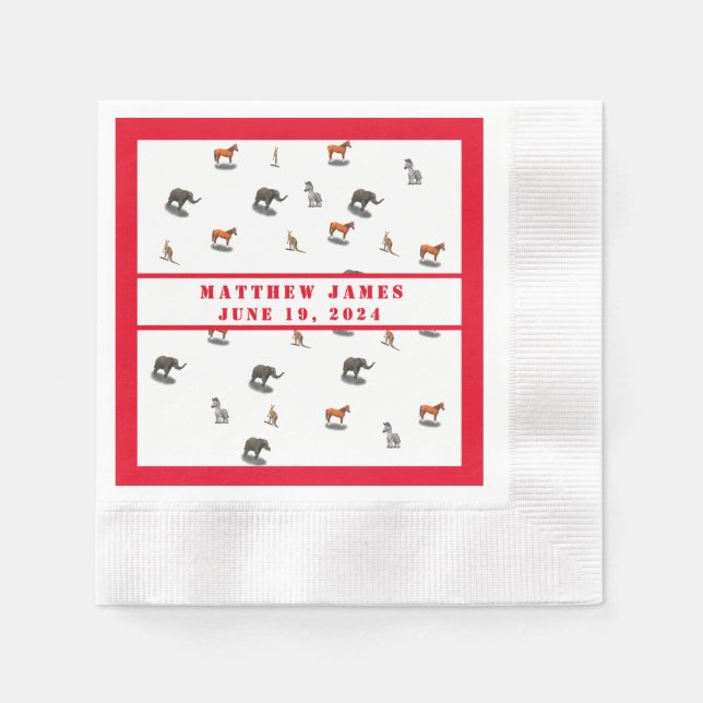 Babydusche für verschiedene Tiere Serviette (Vorderseite)