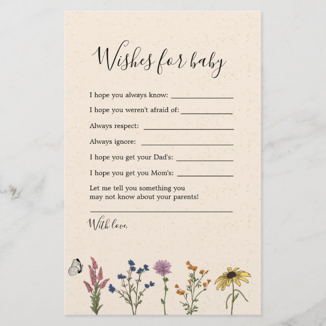 Babydusche für Vintage Wildblume (Vorderseite)