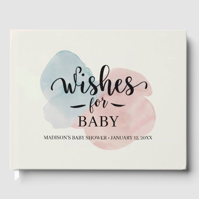 Babydusche für Wasserfarben - Wünsche für Babys Gästebuch (Vorderseite)