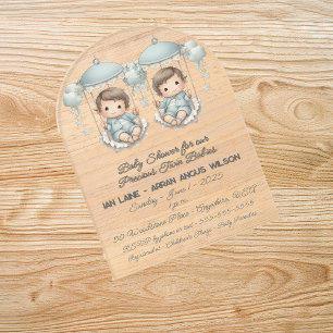 Babydusche für Wertvolle Zwillingsjungen Babys Acryleinladungen