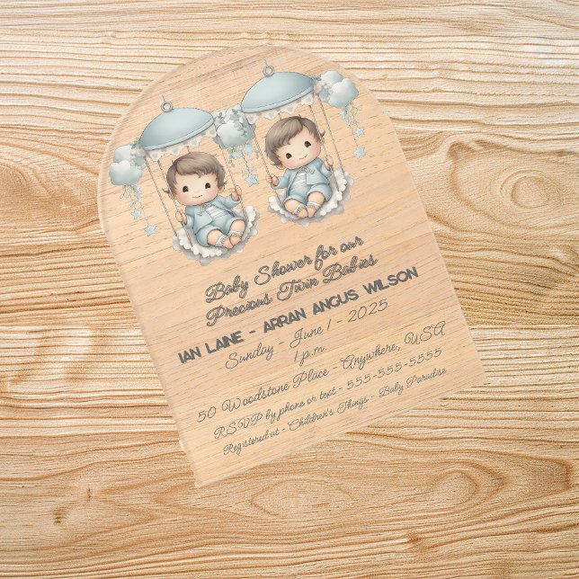 Babydusche für Wertvolle Zwillingsjungen Babys Acryleinladungen (Von Creator hochgeladen)
