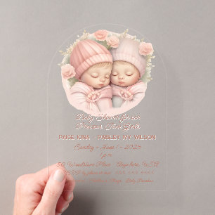 Babydusche für Wertvolle Zwillingsmädchen Acryleinladungen
